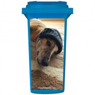 Lurcher Dog In A Funky Hat Wheelie Bin Sticker Panel